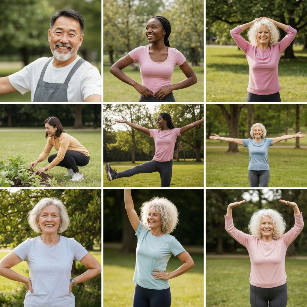 Diverse people engaging in outdoor activities and gardening