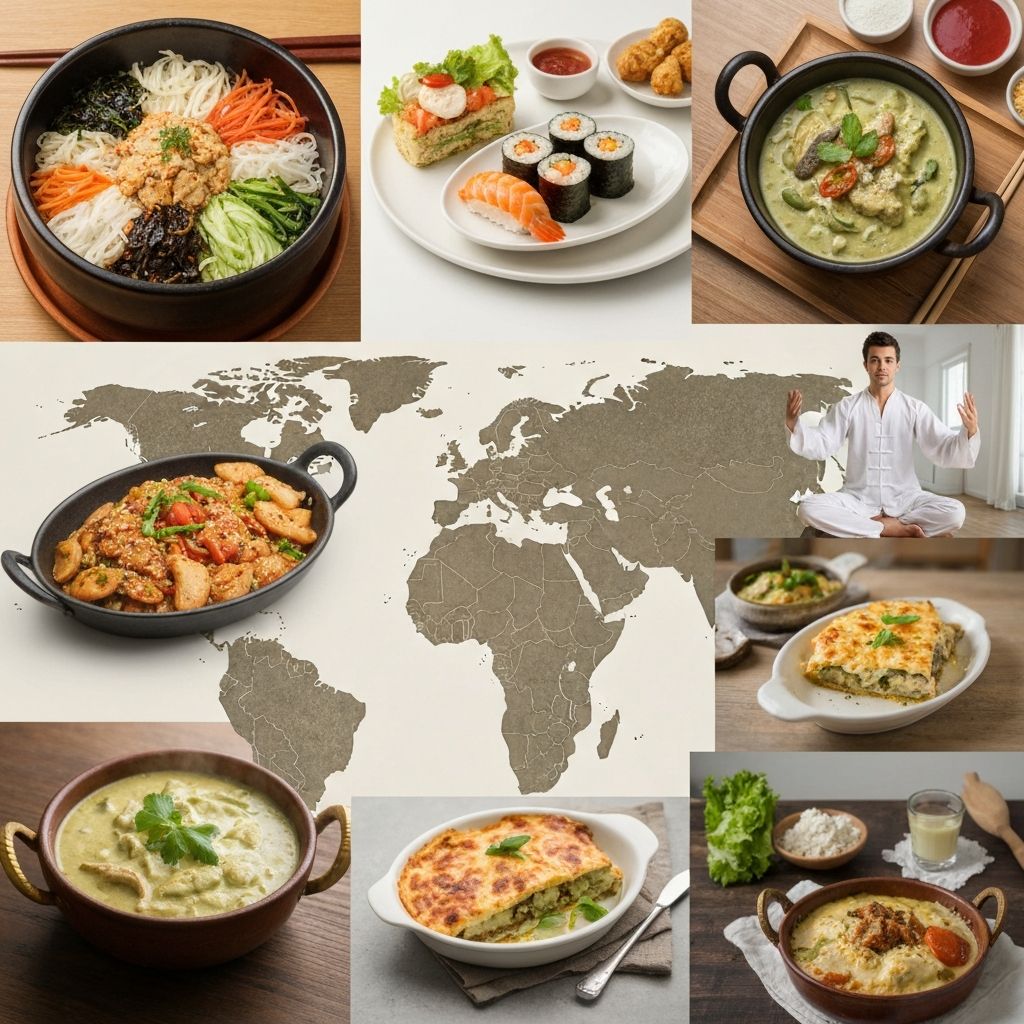 Diverse global healthy foods and cultural cuisines